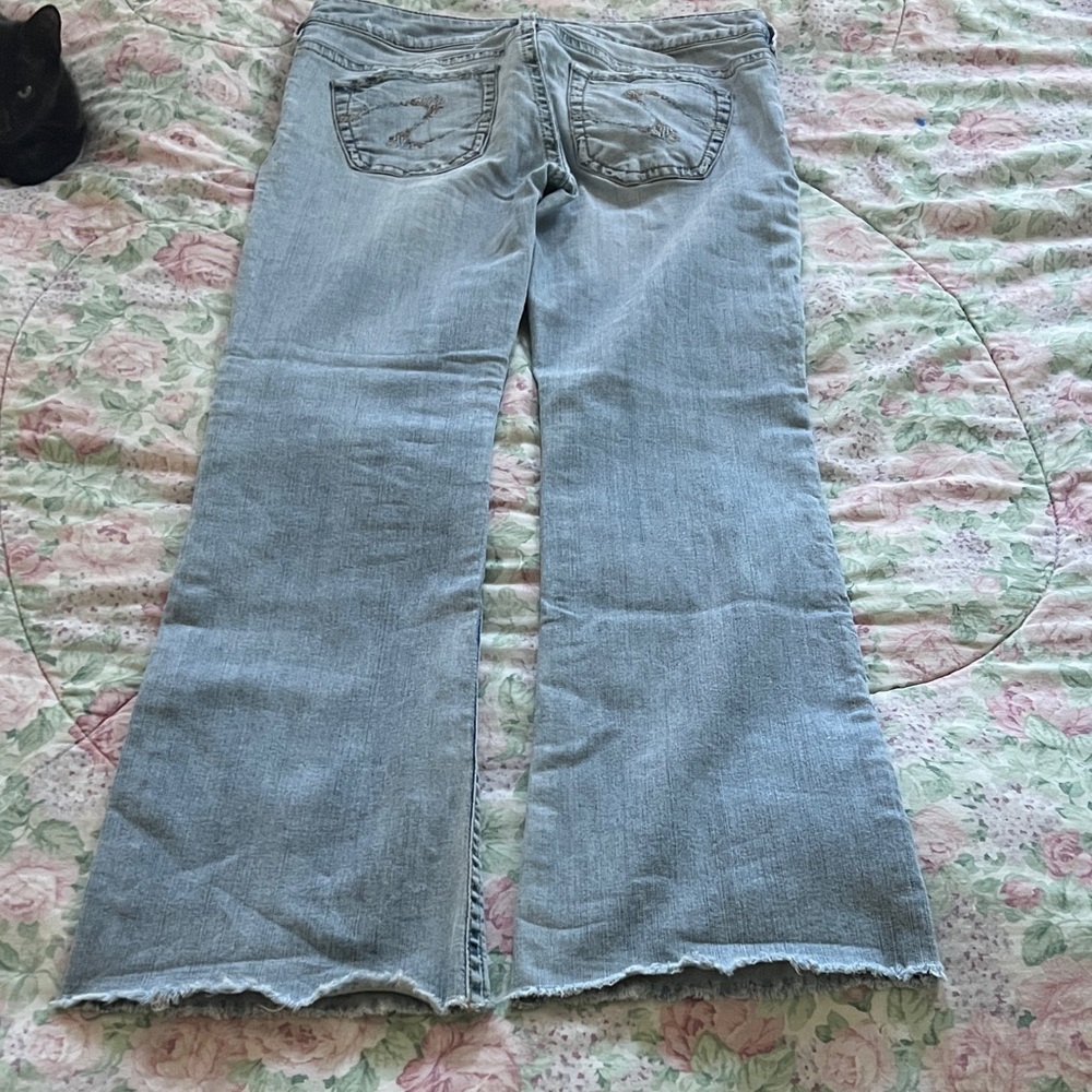 Silver Denim Flare Jeans in Light Blue